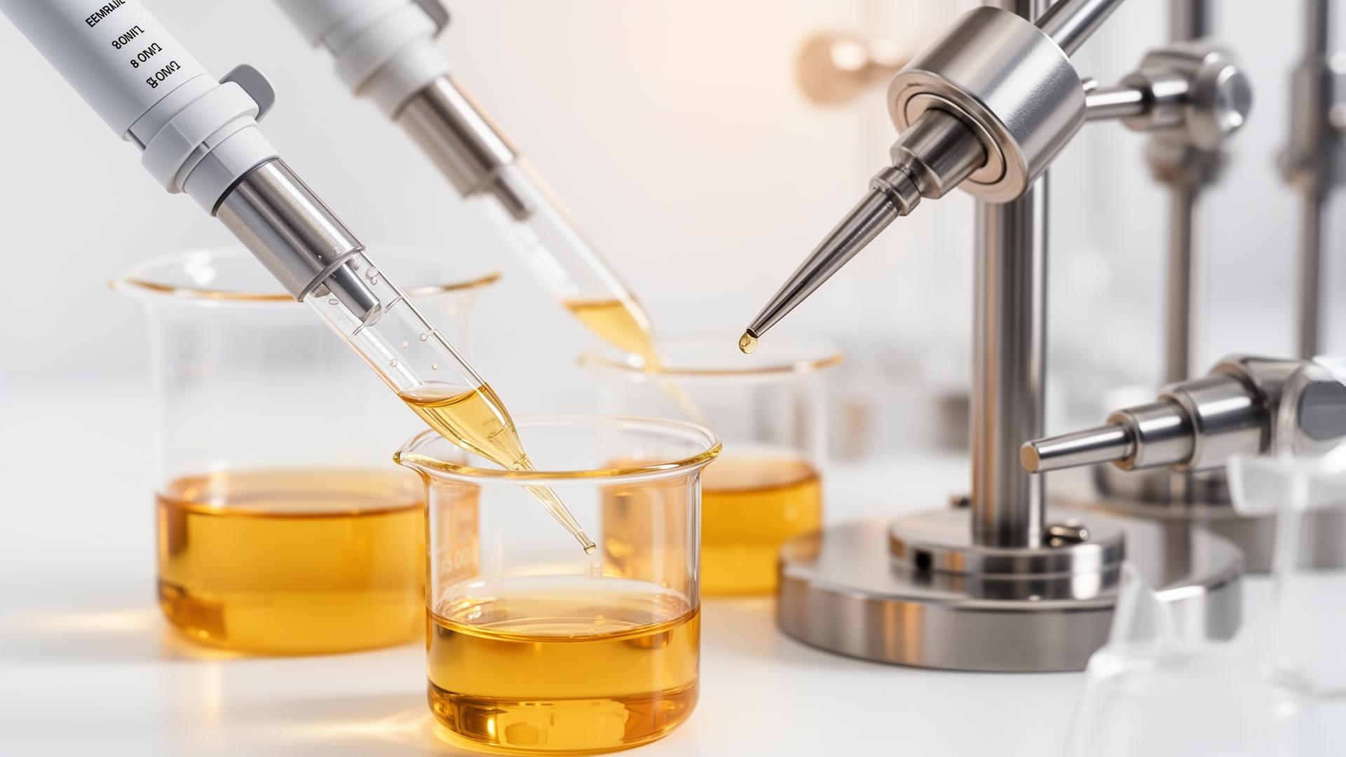 Pipeteo de precisión en laboratorio dermatológico